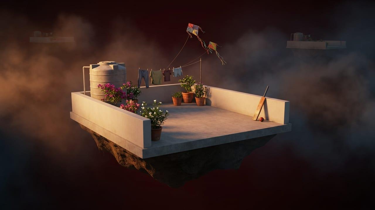 A Chennai rooftop terrace with two tangled kites